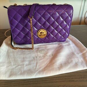 Nappa Quilted Medusa Chain Crossbody Purple